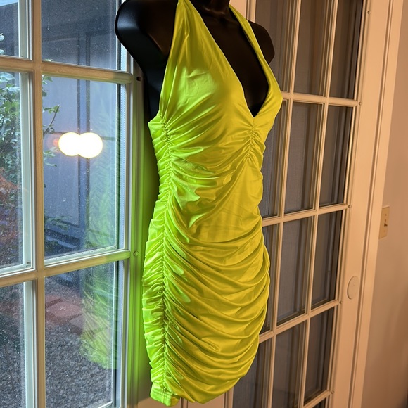 Neon Mini BodyCon Halter Dress - Picture 2 of 3